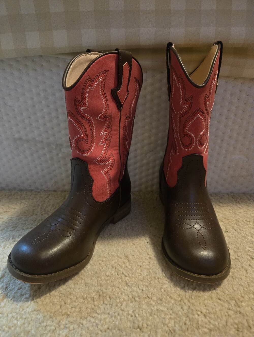 Kids Two-Tone Brown and Pink Western Boots